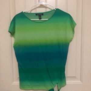 Ralph Lauren green yellow tie dye stretchy pullover with tie bottom size small